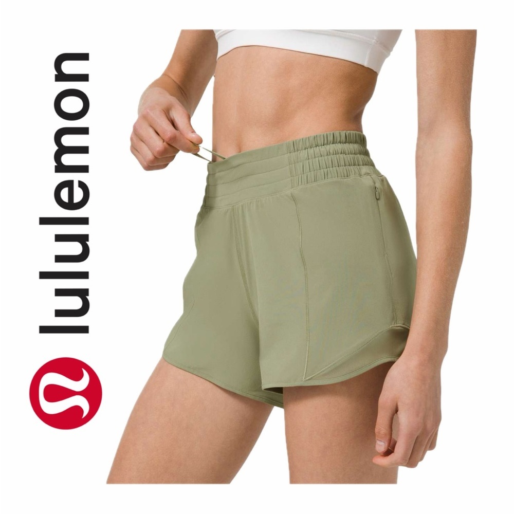 lululemon Hotty Hot High Rise‎ Shorts 4’ Sz 2 Lined Sage Green Running Workout
